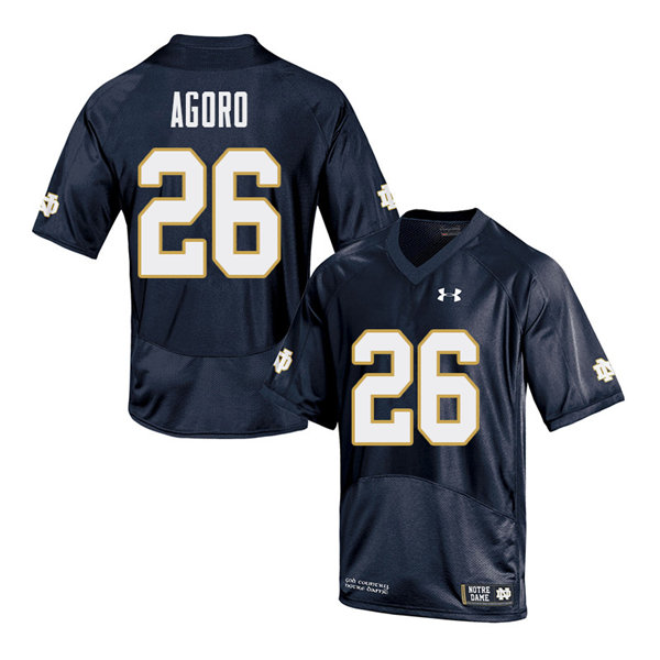 Men's NCAA Notre Dame Fighting Irish #26 Temitope Agoro Stitched College Under Armour Authentic Navy Big & Tall Football Jersey YN10Z05EH